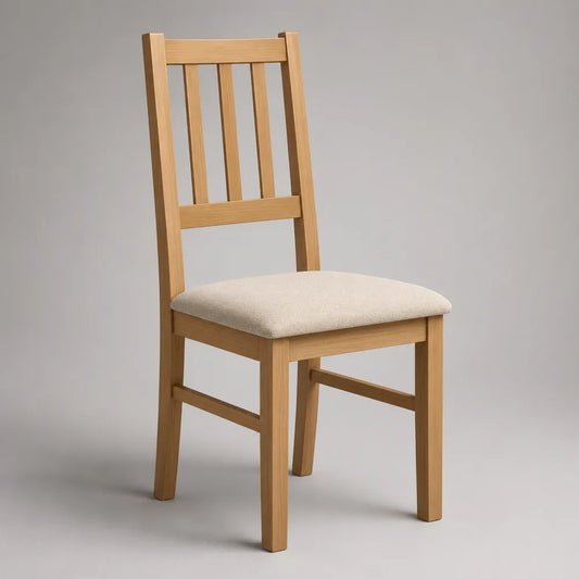Sedia da pranzo in legno con seduta imbottita beige 50x55x95 cm