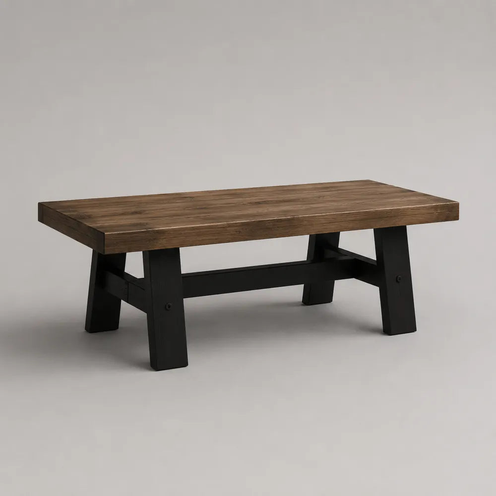 Tavolino da caffè rettangolare in MDF effetto legno marrone con struttura in acciaio nero 120 x 60 x 45 cm