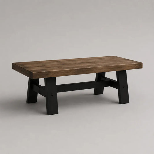 Tavolino da caffè rettangolare in MDF effetto legno marrone con struttura in acciaio nero 120 x 60 x 45 cm