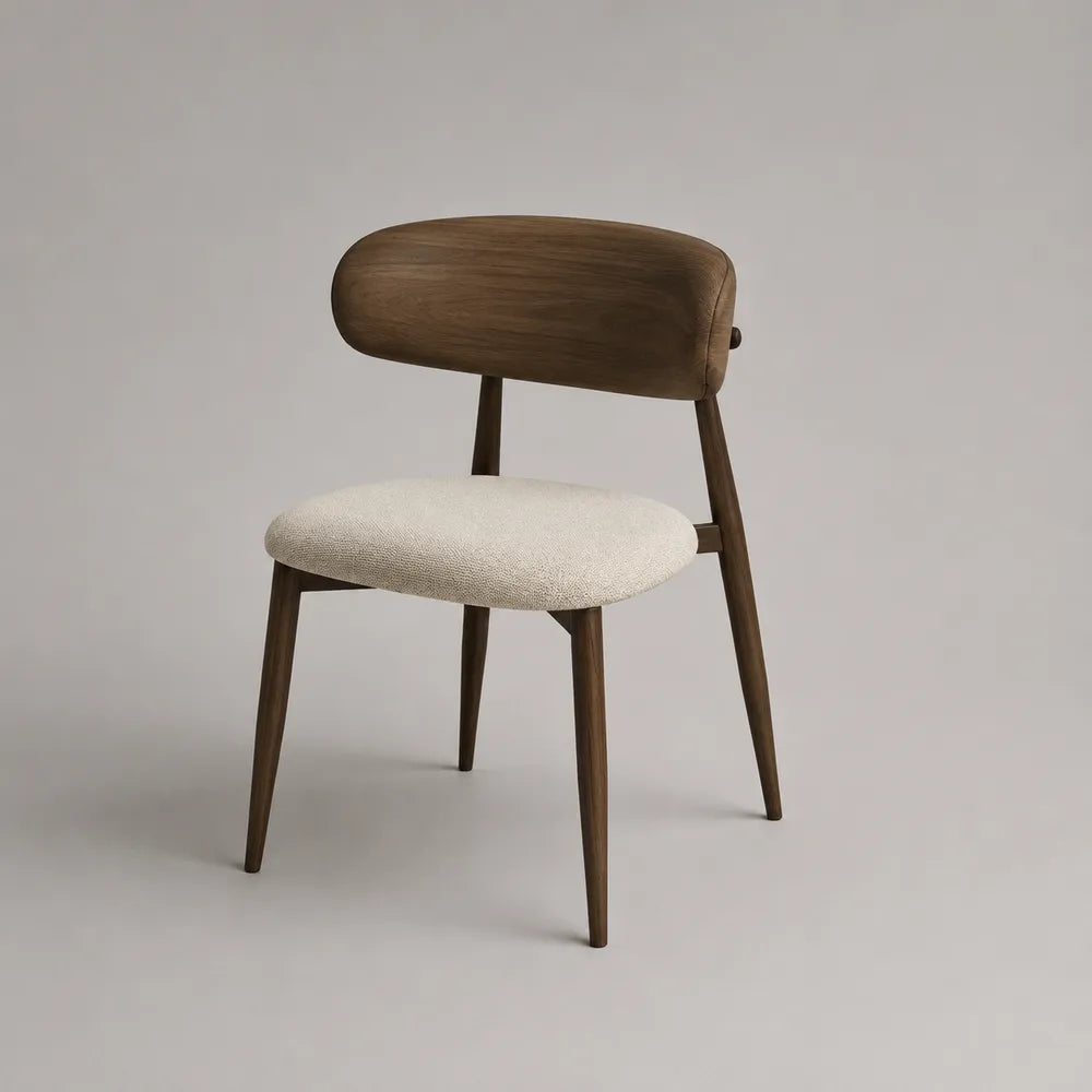 Sedia da pranzo in legno con seduta imbottita beige 55x60x80 cm marrone scuro